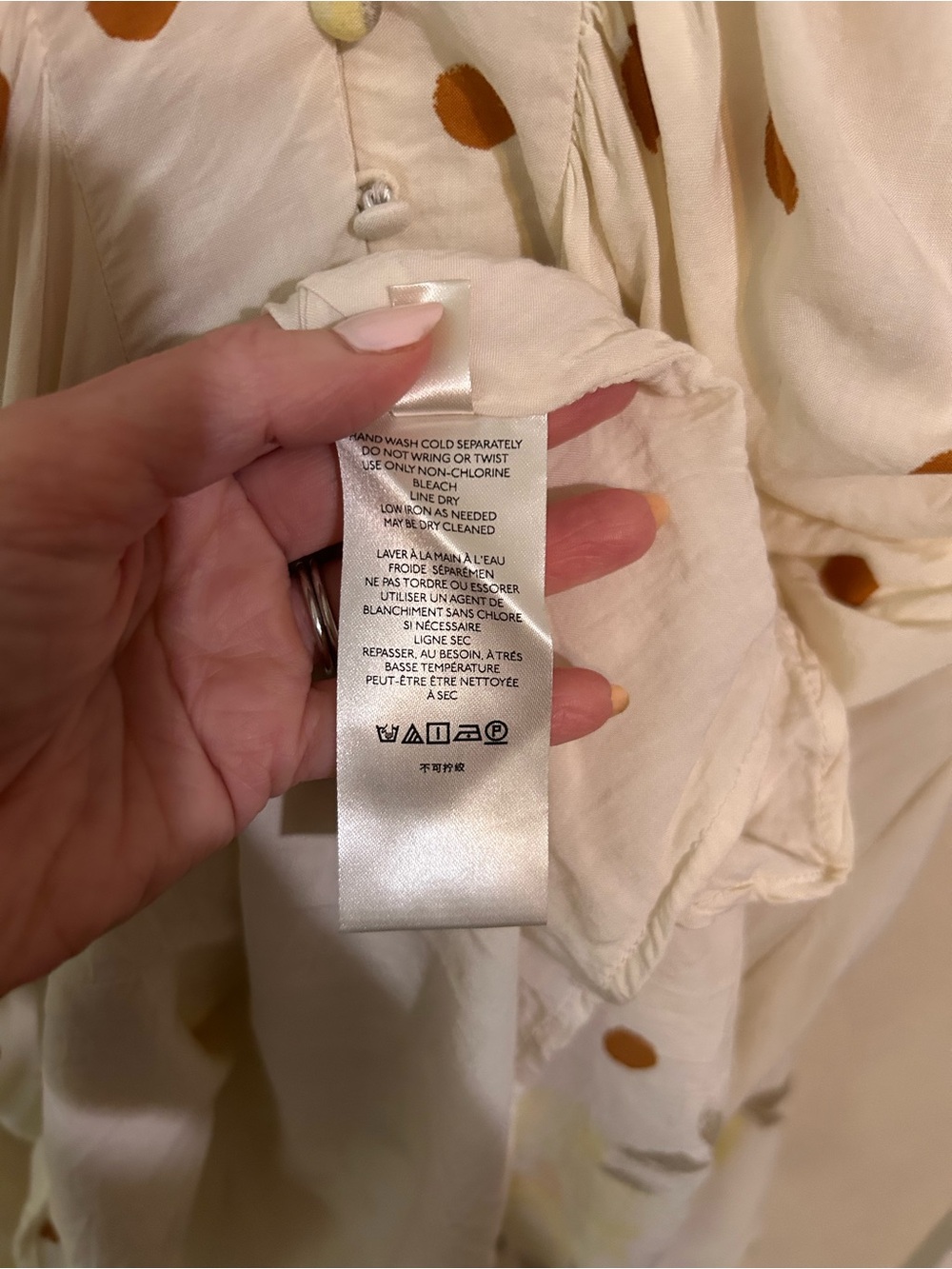Free People Date Night Cream Floral Dot Long-Sleeve Mini Dress - Picture 8 of 9